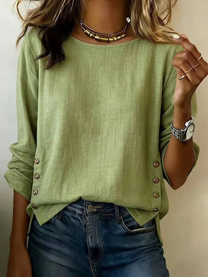 Tacita™ | Side Button Linen Top