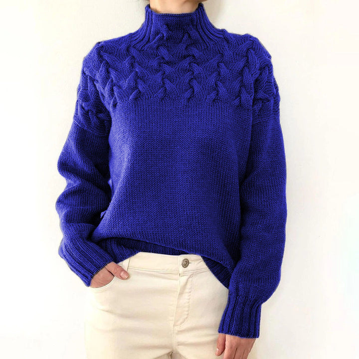Glynis | Cable-Yoke Mock-Neck Sweater