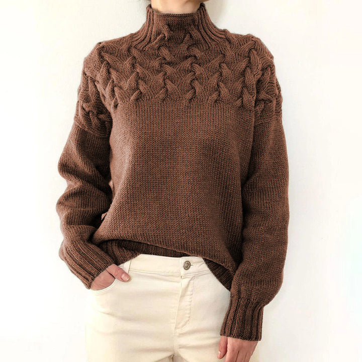 Glynis | Cable-Yoke Mock-Neck Sweater