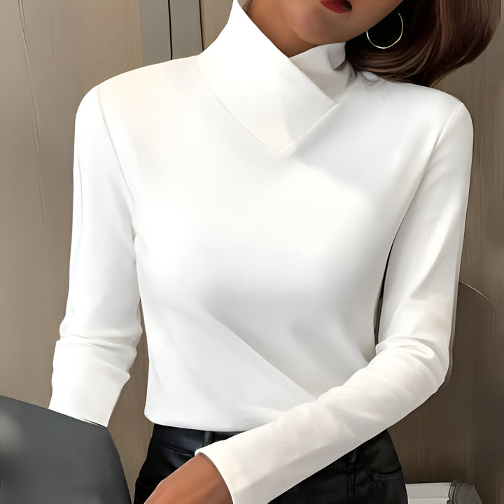 Meg | Fold-Collar Fine Knit Sweater