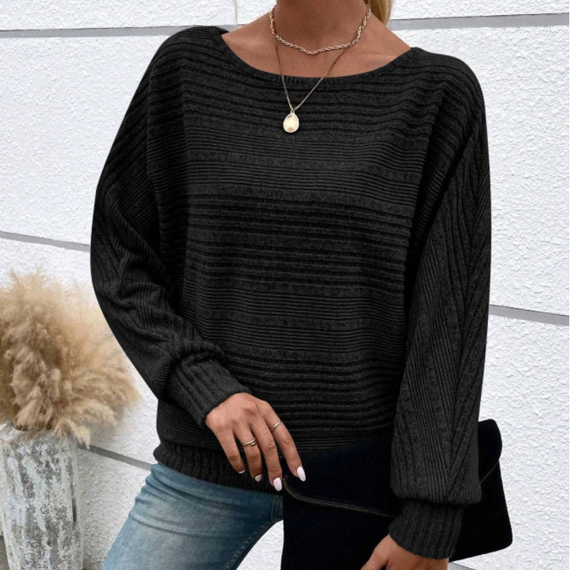 Marnie | Striped Batwing Knit Top