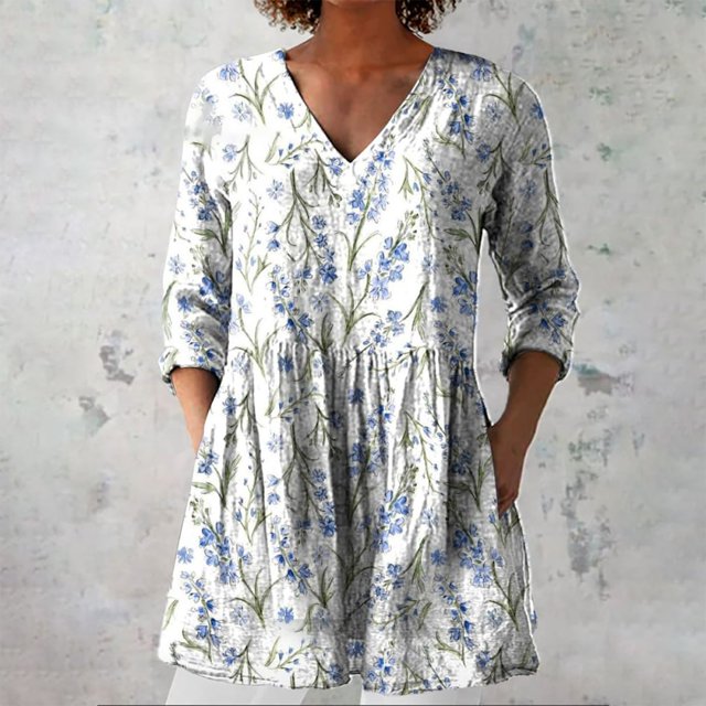 Marcelina | Long Blouse with V-Neck