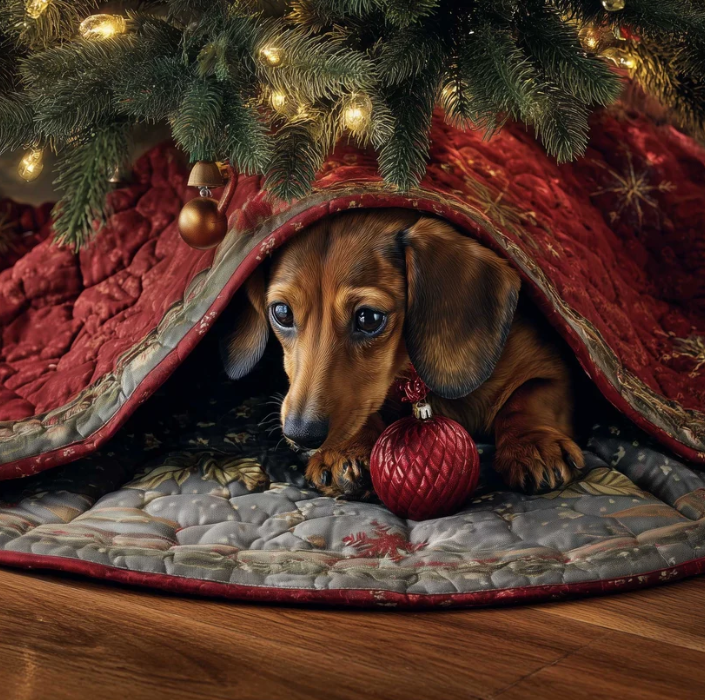 Demelza™ | Dachshund Red Quilted Tree Skirt