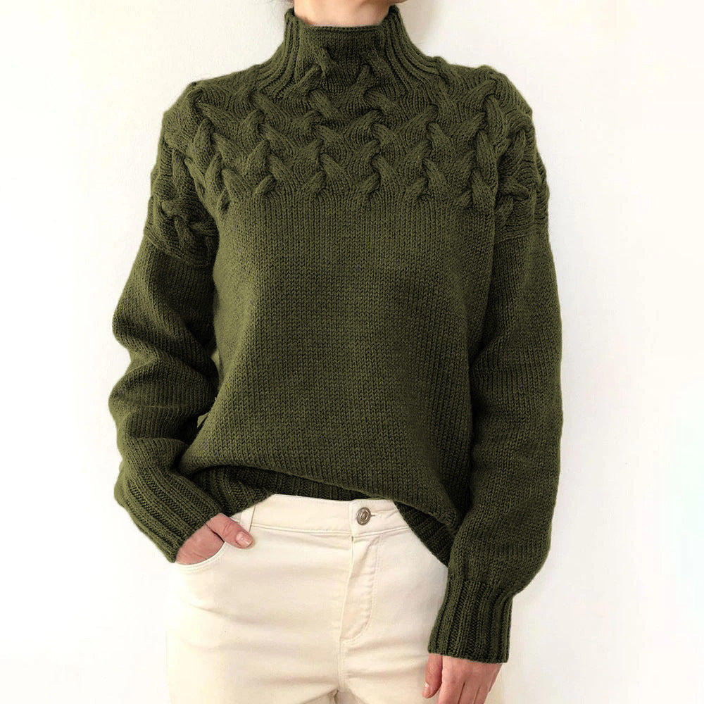 Glynis | Cable-Yoke Mock-Neck Sweater