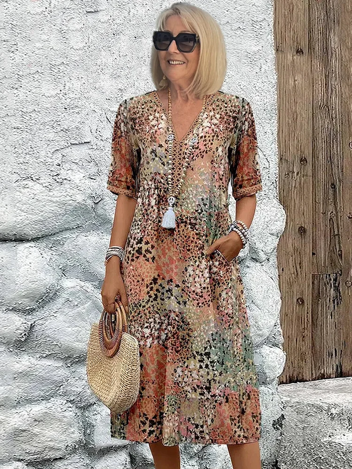 Tamsin | Vibrant Midi Dress with Elegant Tummy Coverage
