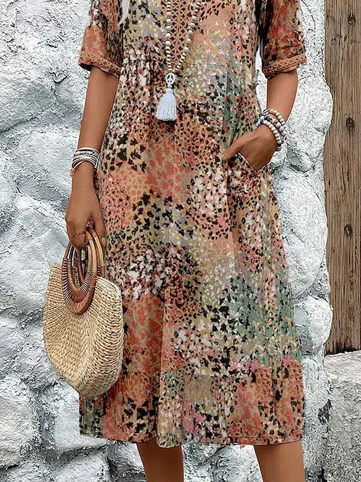 Tamsin | Vibrant Midi Dress with Elegant Tummy Coverage