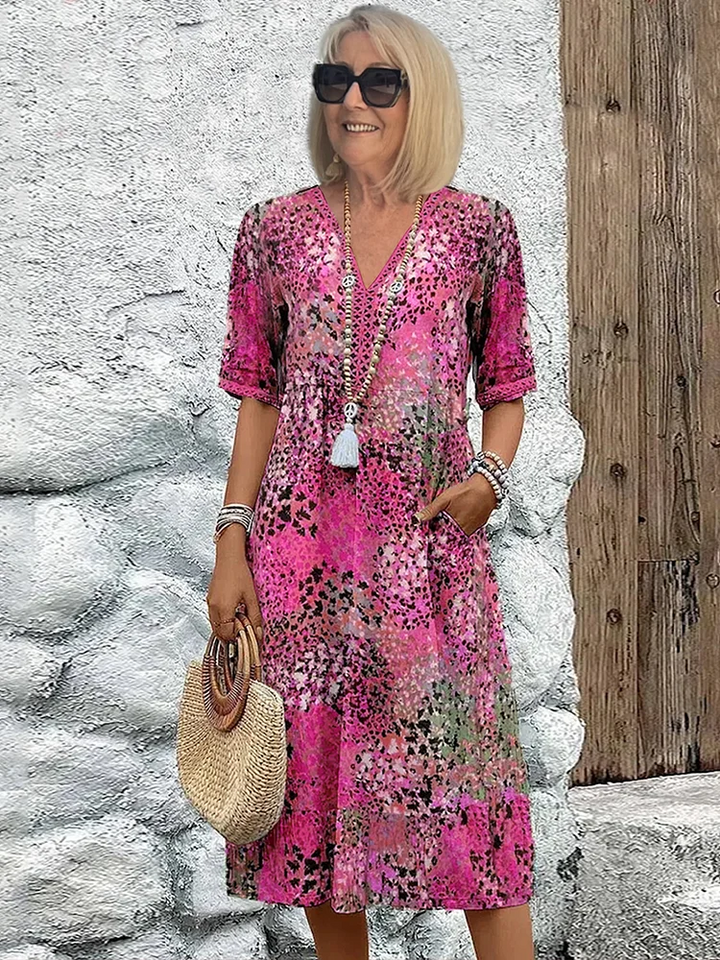 Tamsin | Vibrant Midi Dress with Elegant Tummy Coverage