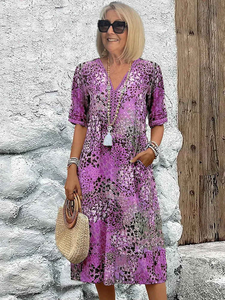 Tamsin | Vibrant Midi Dress with Elegant Tummy Coverage