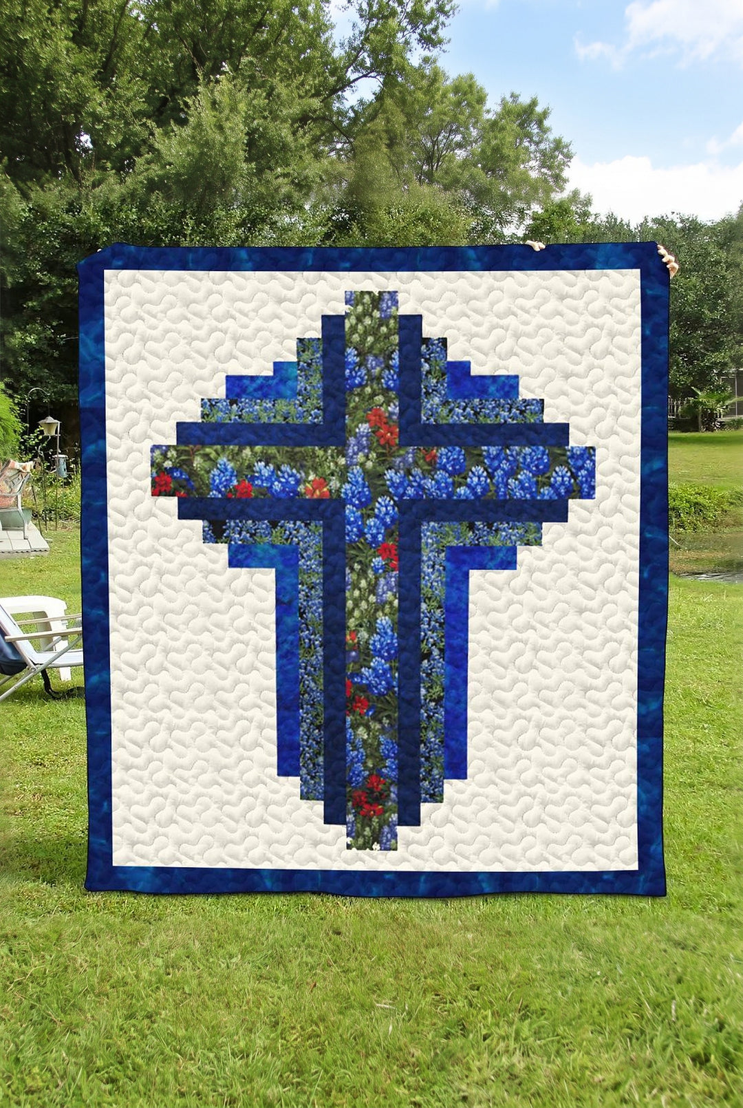 Dwynwen™ | Bluebonnet Cross Quilted Blanket