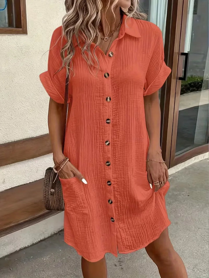 Shirt Dress with Short Sleeves