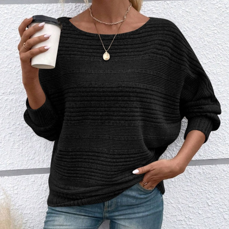 Marnie | Striped Batwing Knit Top