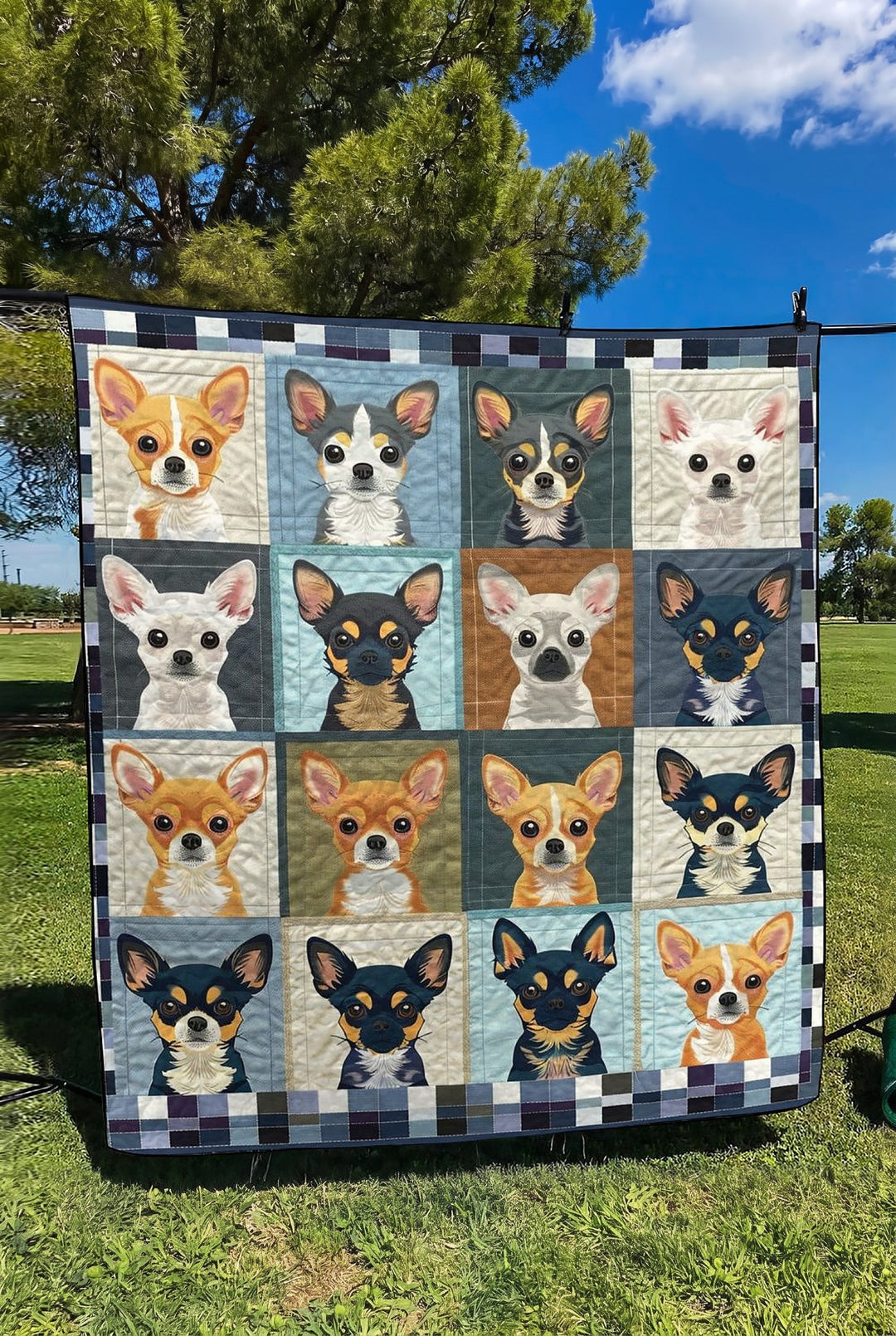Elain™ | Chihuahua Portraits Quilted Blanket