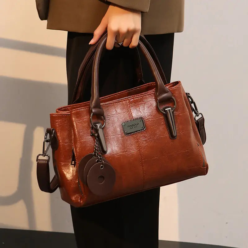 Chic Vintage Genuine Leather Boston Bag