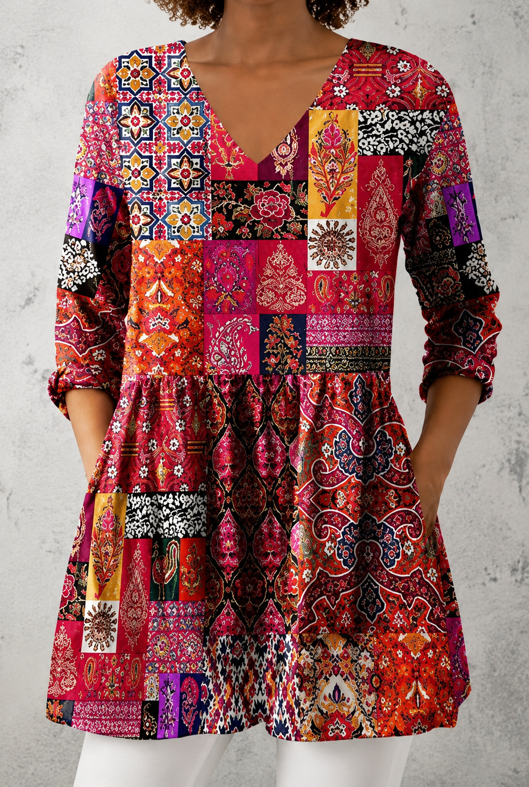 Delphine | Long Blouse with V-Neck