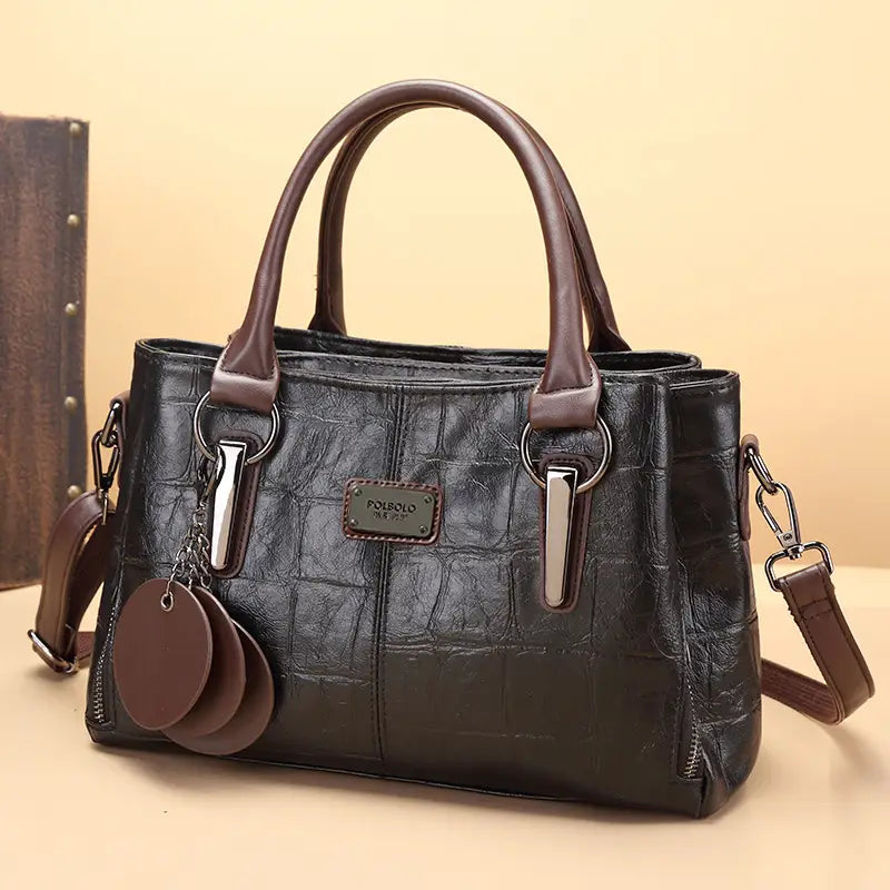 Chic Vintage Genuine Leather Boston Bag