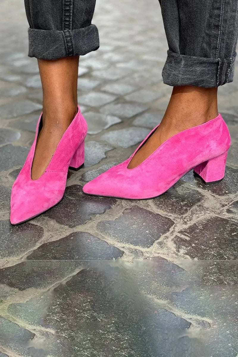 Rebecca | Pointed Block Heel Pumps