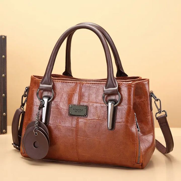 Chic Vintage Genuine Leather Boston Bag