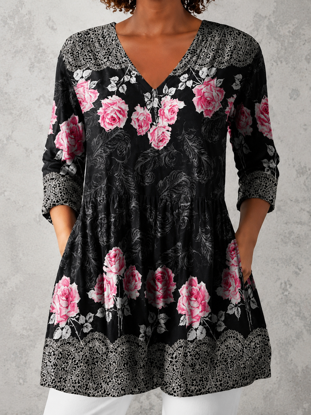 Carmela | Long Blouse with V-Neck