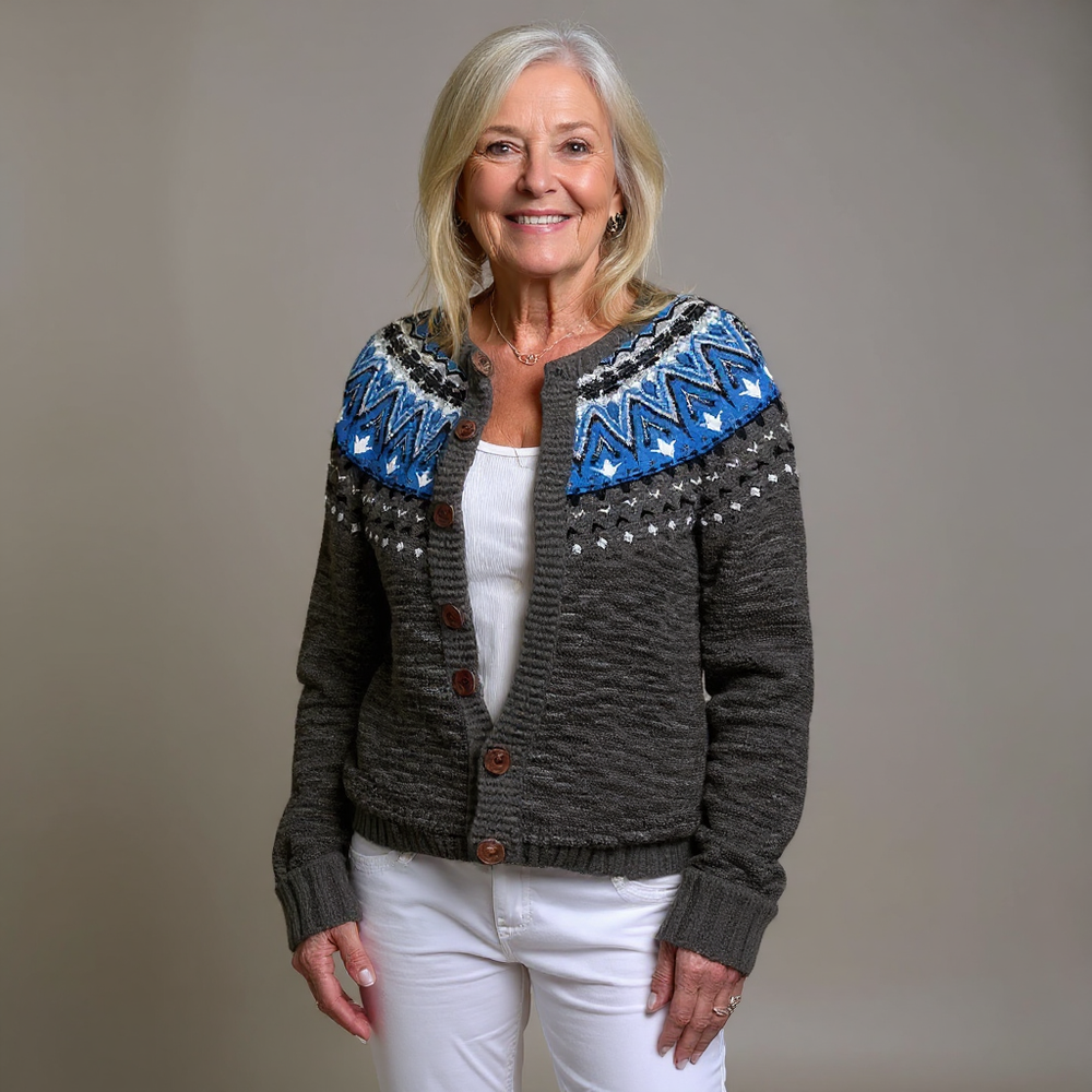 Jade | Retro Icelandic Knit Cardigan