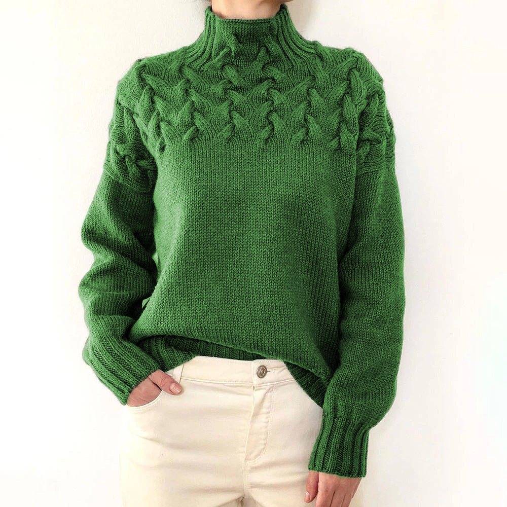 Glynis | Cable-Yoke Mock-Neck Sweater