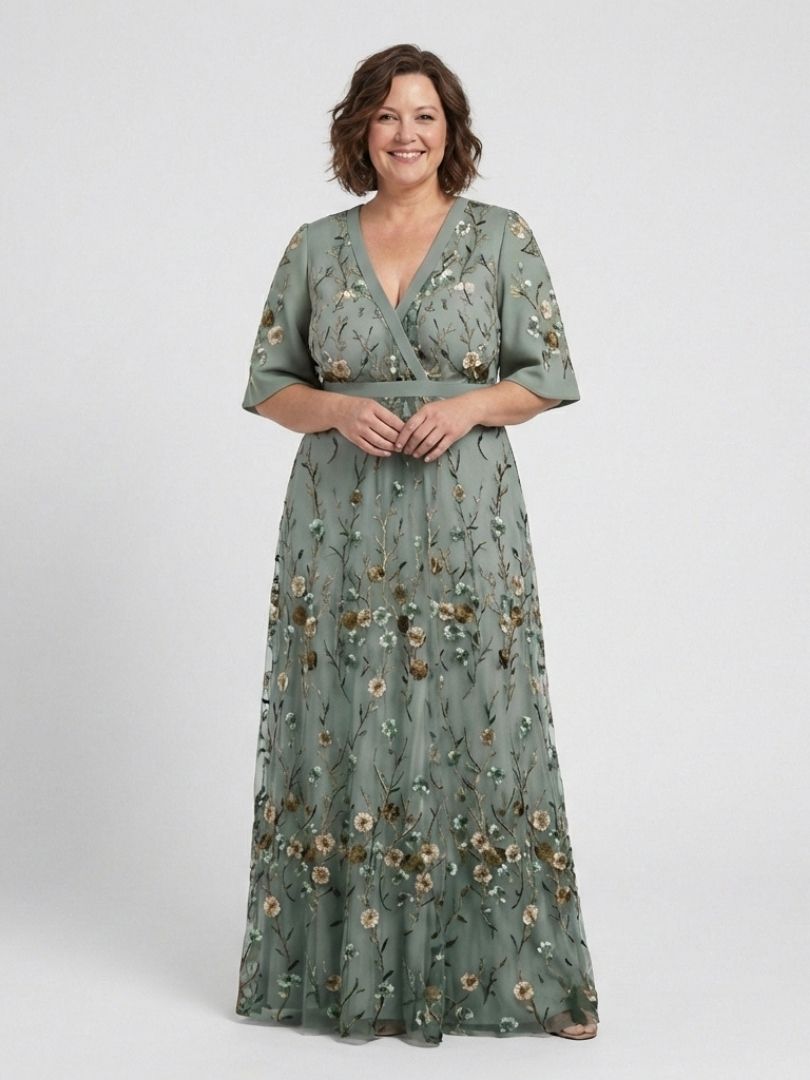 Melodi – Long floral dress with V-neck