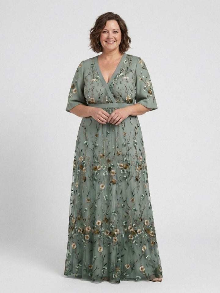 Melodi – Long floral dress with V-neck