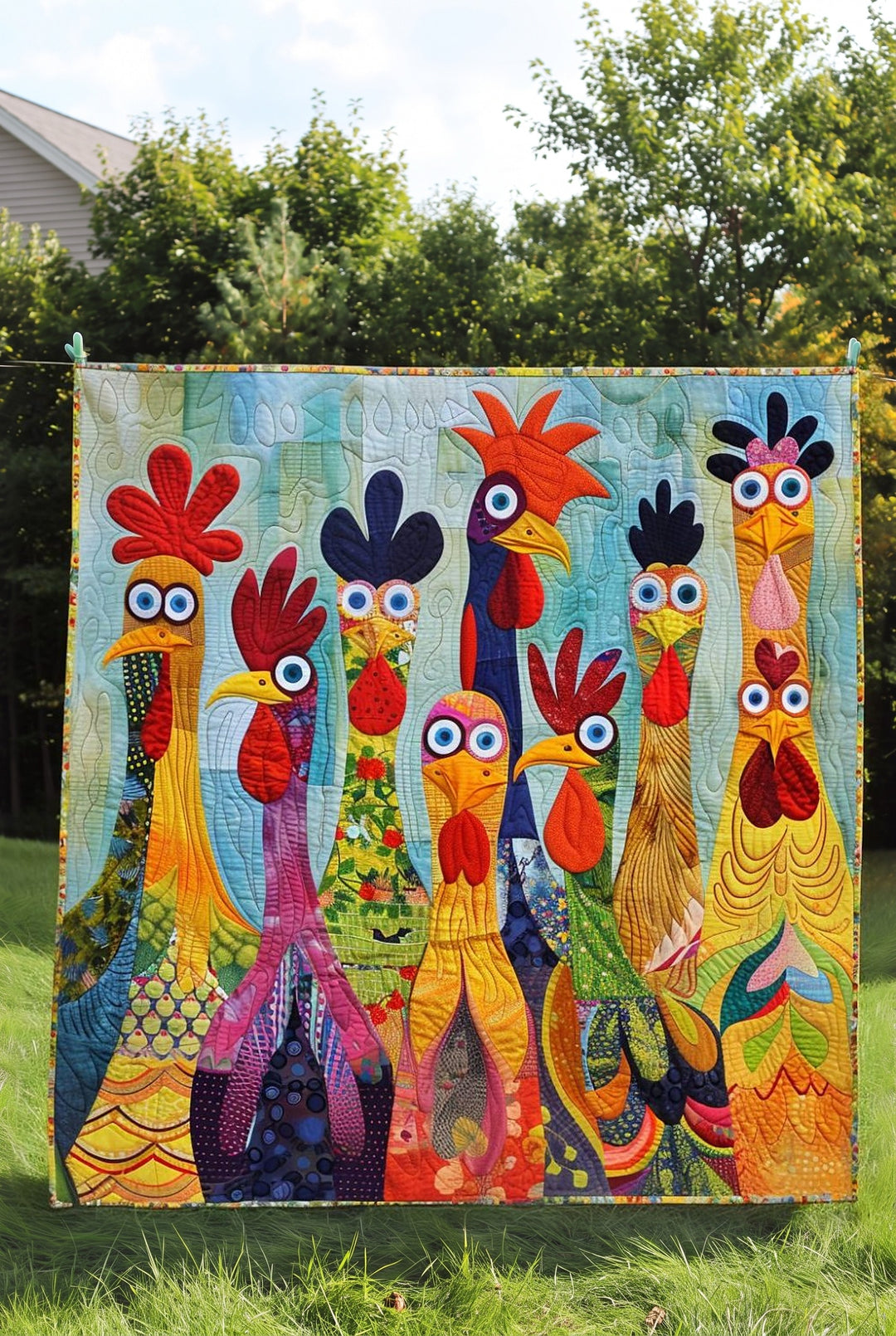 Heledd™ | Funny Hens Quilted Blanket
