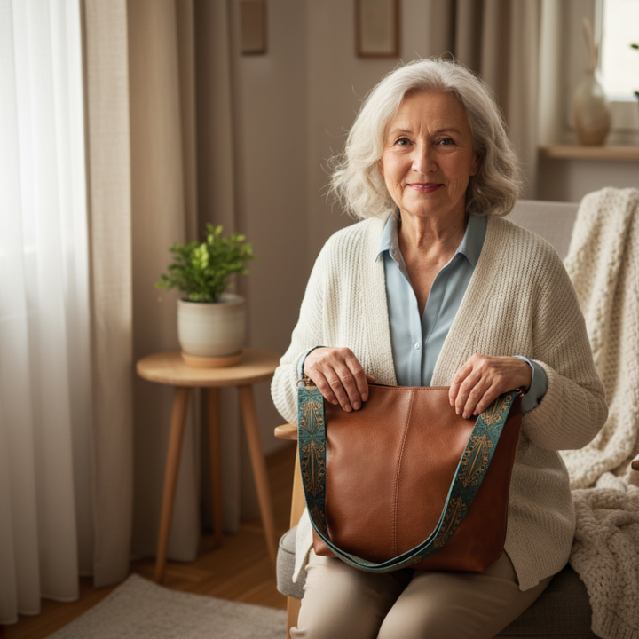 Arabel | Vintage Bucket Bag With Patterned Strap