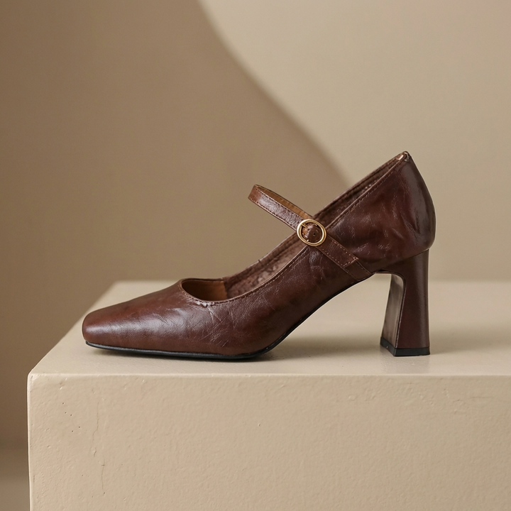 Judith | Leather Mary Jane Block Heels