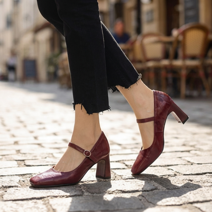Judith | Leather Mary Jane Block Heels