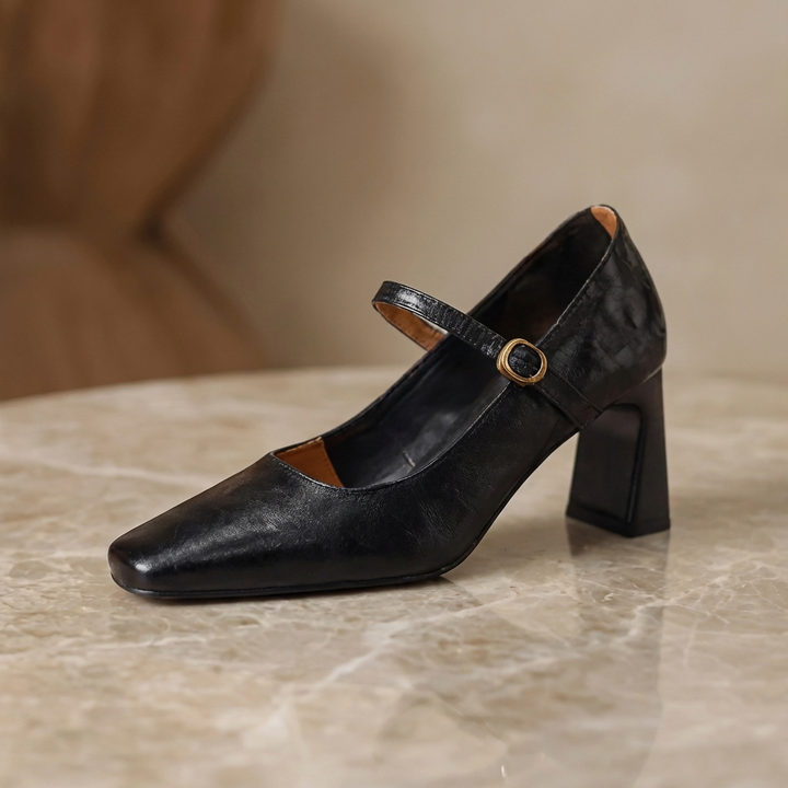 Judith | Leather Mary Jane Block Heels