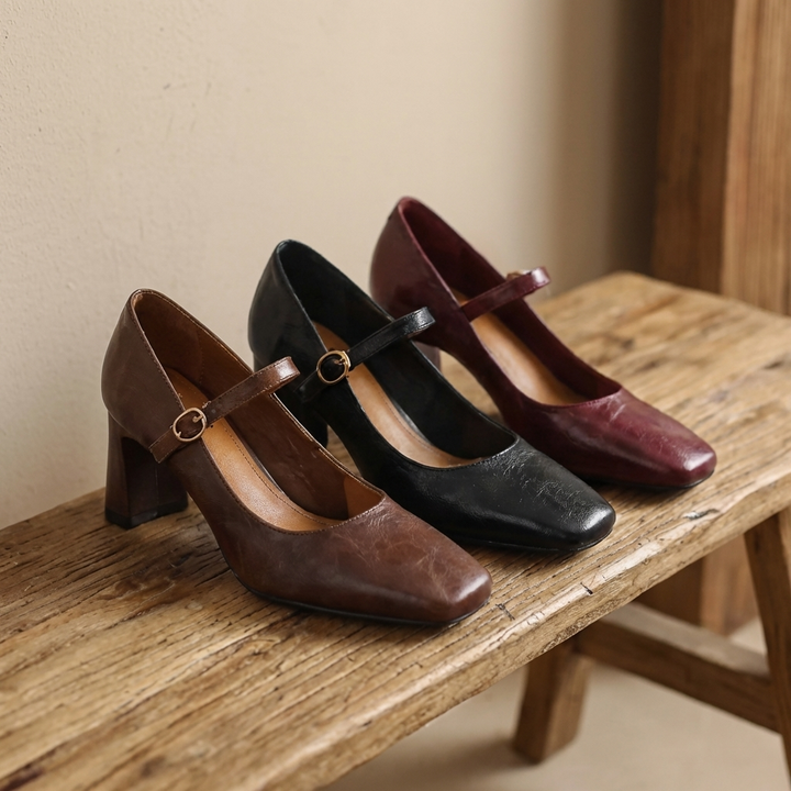 Judith | Leather Mary Jane Block Heels