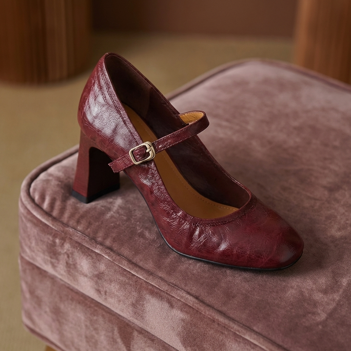 Judith | Leather Mary Jane Block Heels