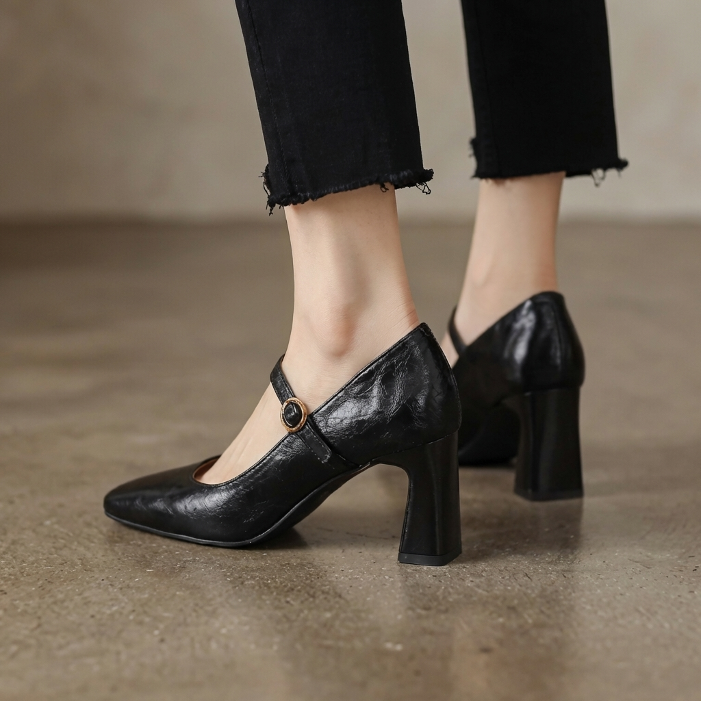 Judith | Leather Mary Jane Block Heels