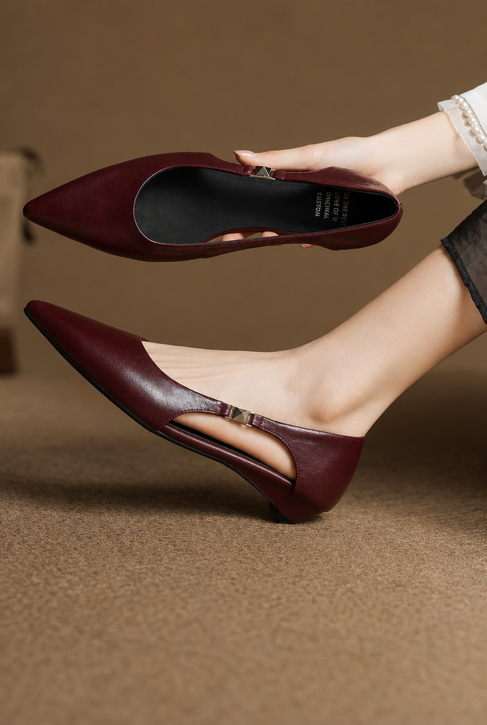 Zephy Genuine Leather Pointed Flats