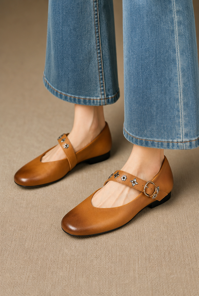 Elda Genuine Leather Flats