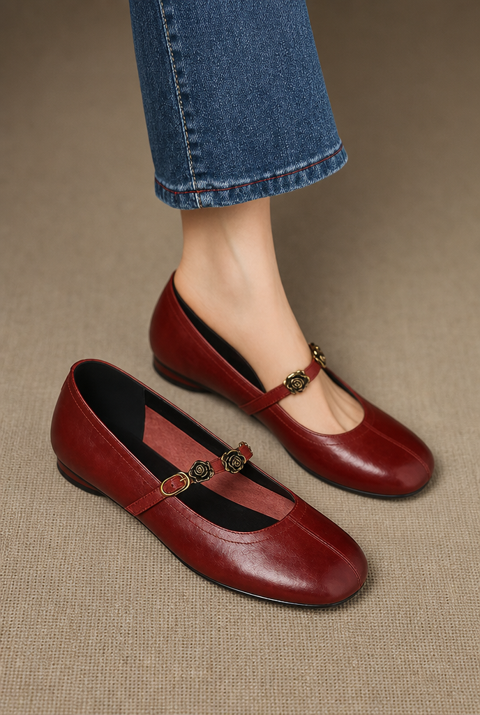 Rosie Genuine Leather Mary Jane Ballet Flats