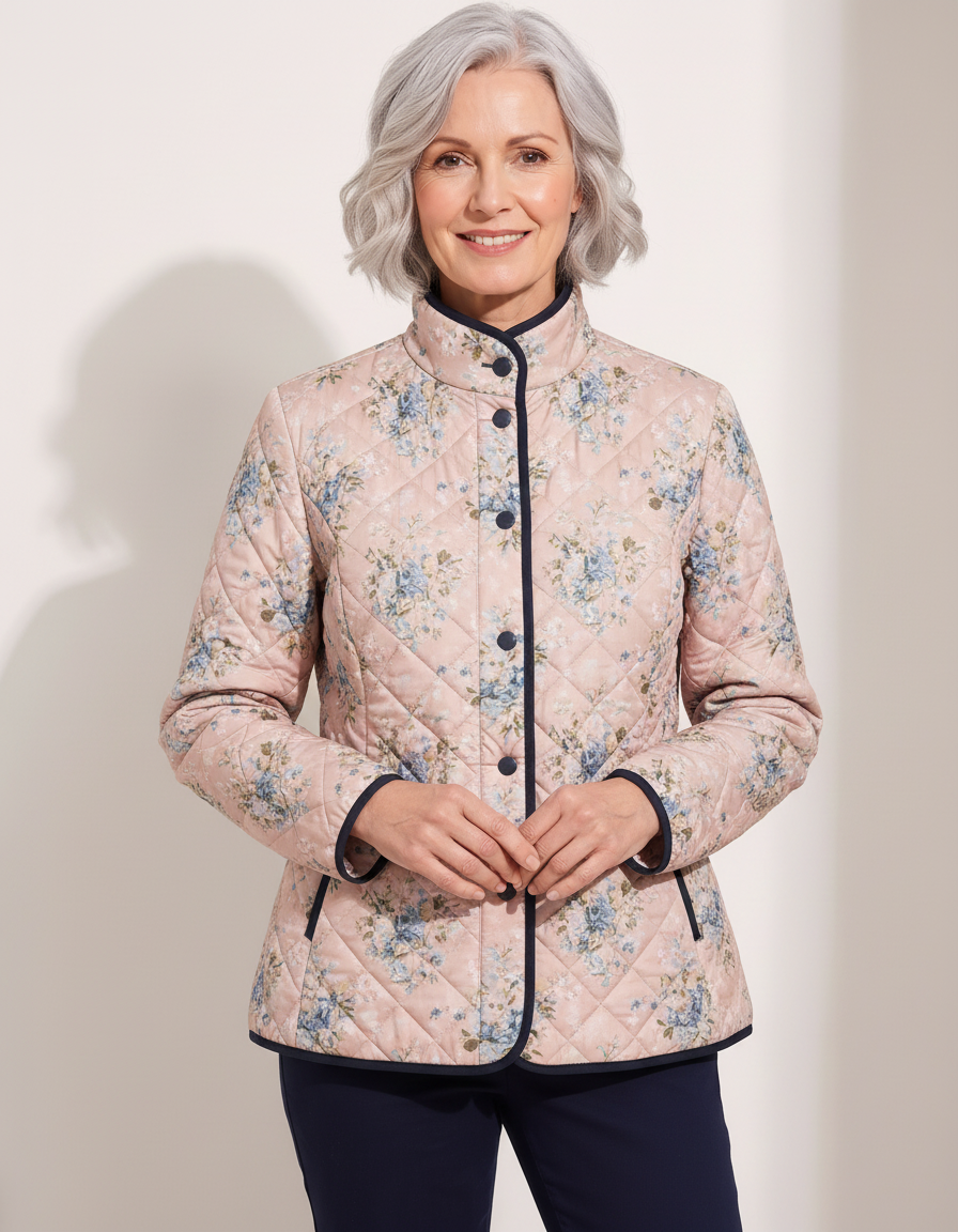 Camille | Diamond Floral Quilted Jacket