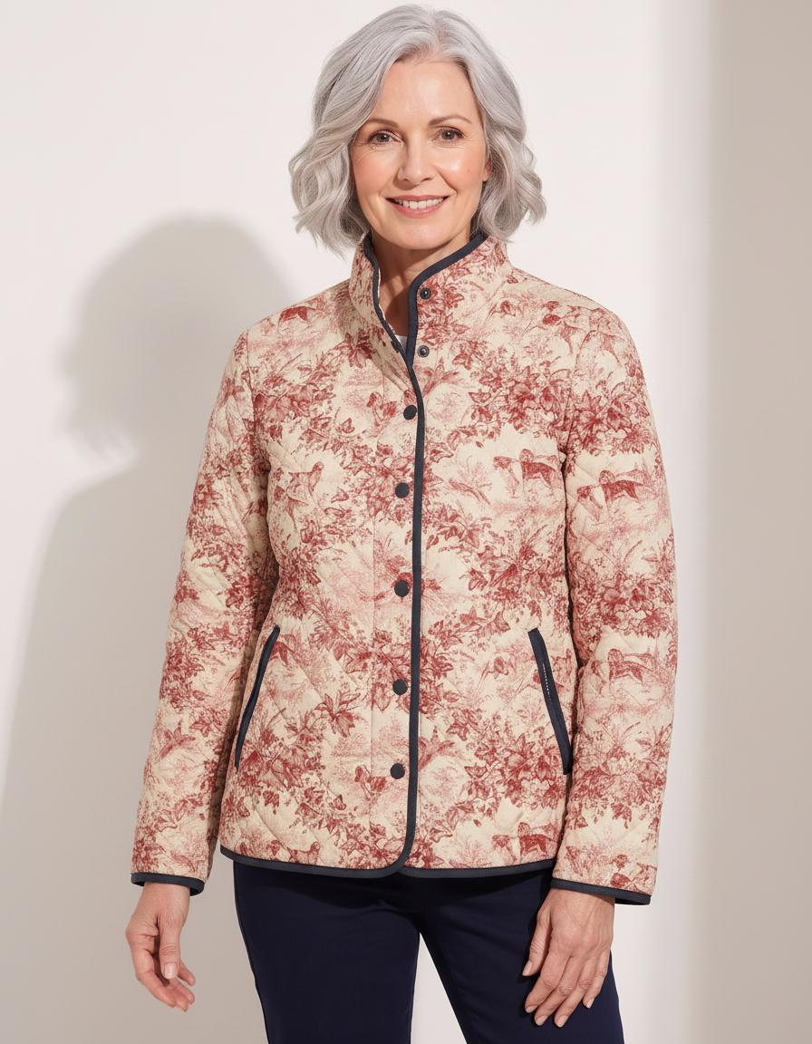 Margot | Red Toile Quilted Jacket