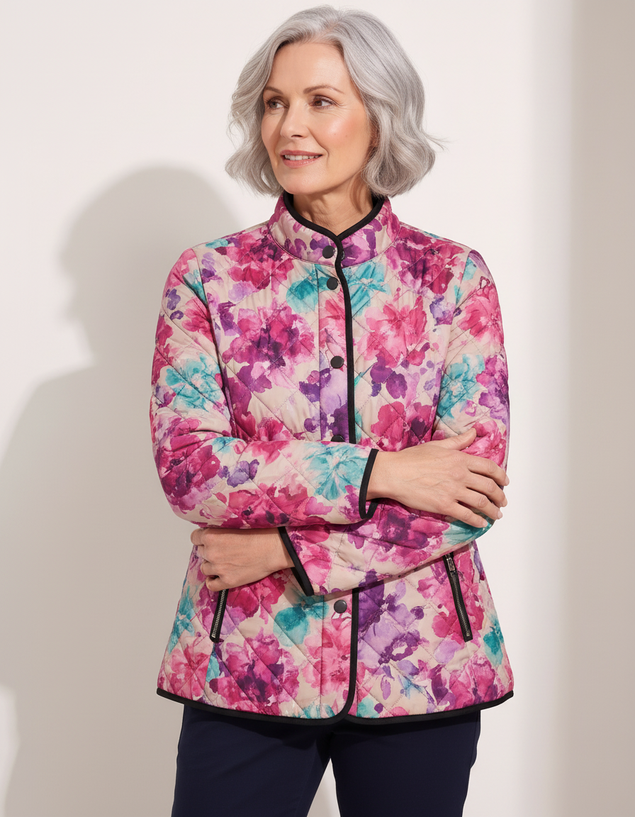 Isla | Watercolour Bloom Quilted Jacket