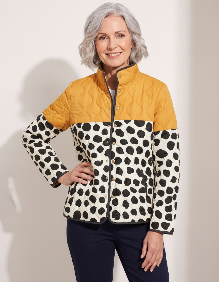 Nadia | Spot Colourblock Quilted Jacket
