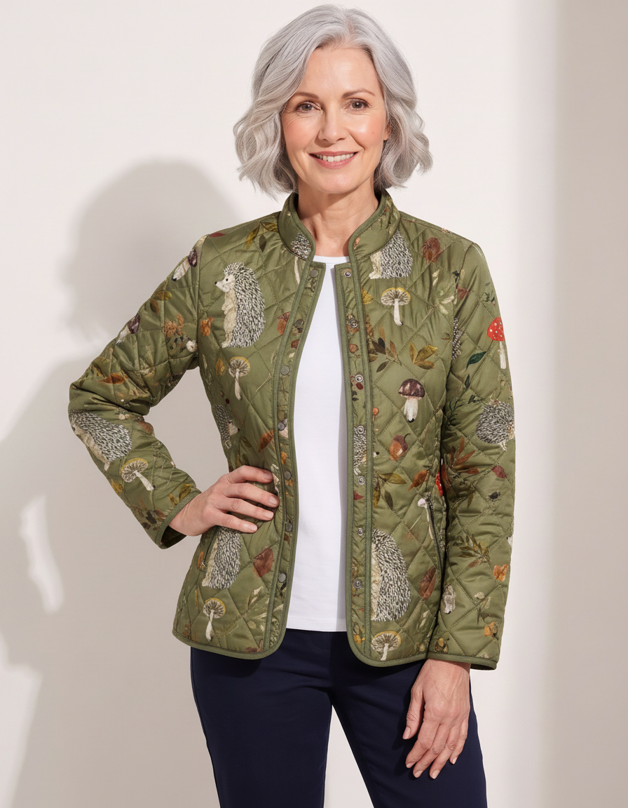Hazel | Hedgehog Forest Quilted Jacket