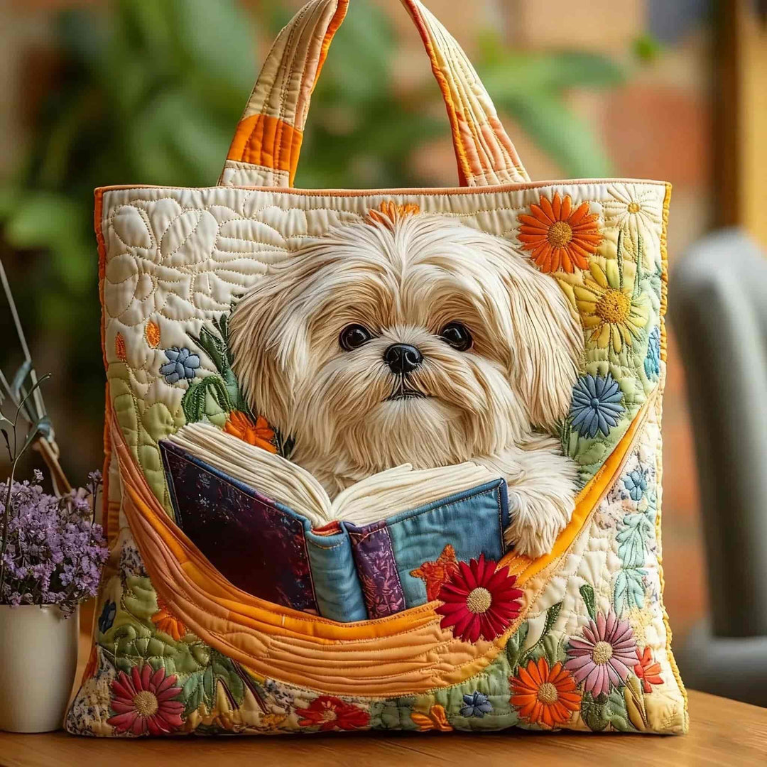 Melisent™ | Book Shih Tzu Quilted Tote Bag