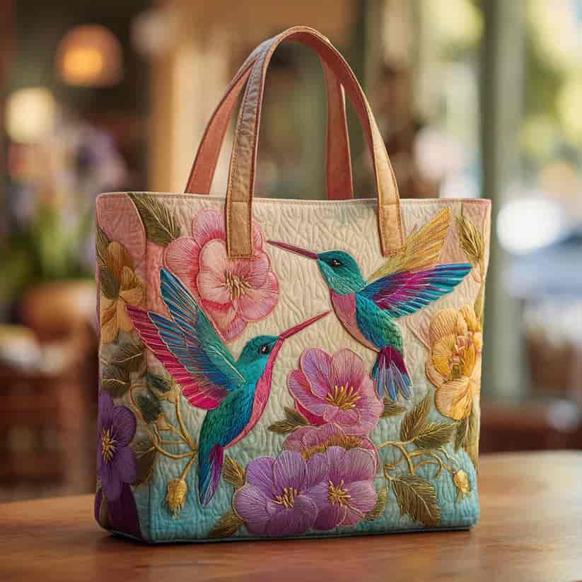 Ermintrude™ | Hummingbird Garden Quilted Tote Bag