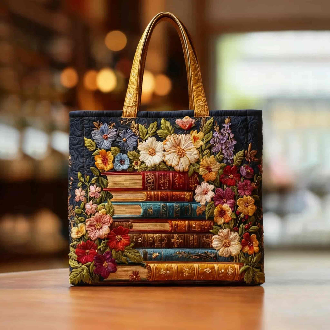 Grizelda™ | Blooming Pages Quilted Tote Bag