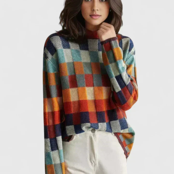 Alison | Colour Check Knit Sweater