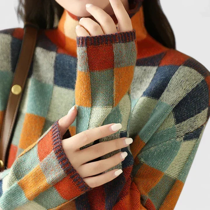 Alison | Colour Check Knit Sweater