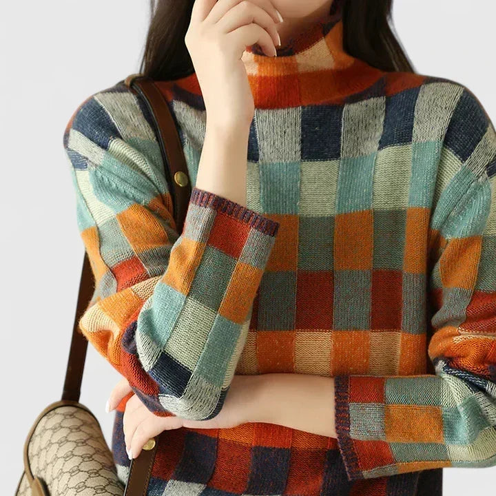 Alison | Colour Check Knit Sweater