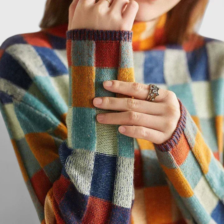 Alison | Colour Check Knit Sweater