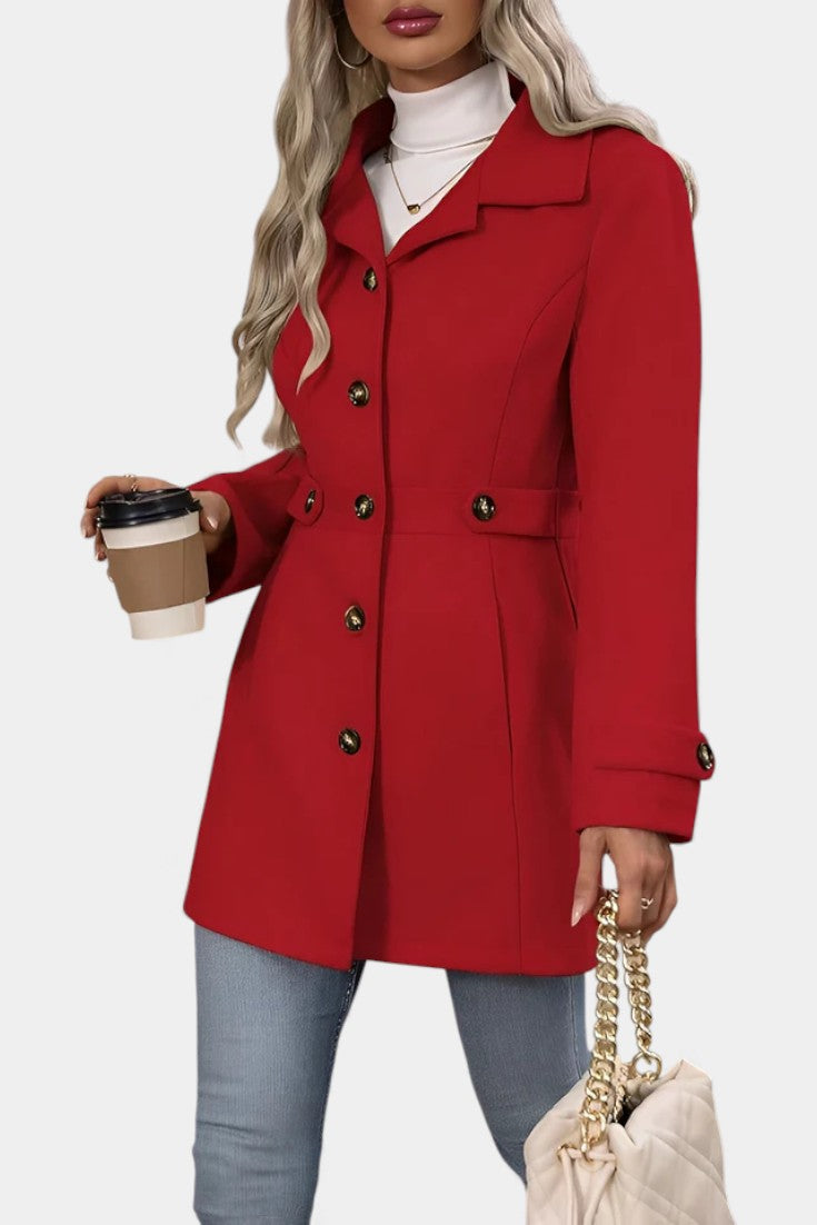 Maroussia Lapel Long Jacket with Button Closure